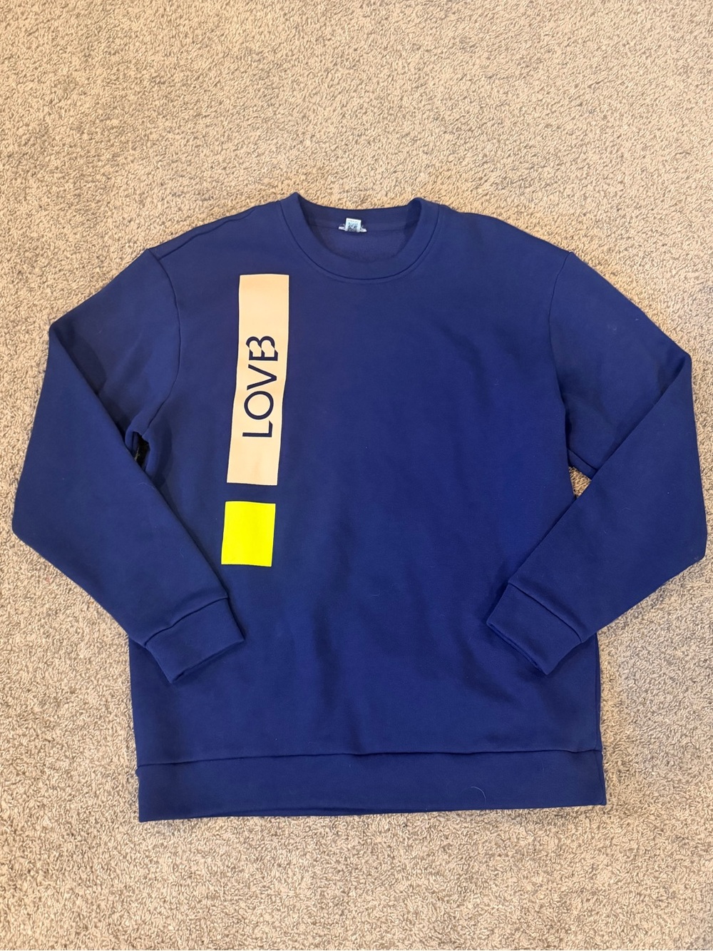adidas Men's Navy Crewneck Sweatshirt with Vertical LOVE Graphic